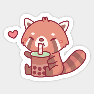 Cute Red Panda Loves Drinking Bubble Tea Sticker